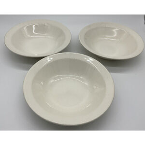 Vintage Off White Ceramic Soup Bowls Set of 3 Shallow 8.5" Restaurant Ware USA
